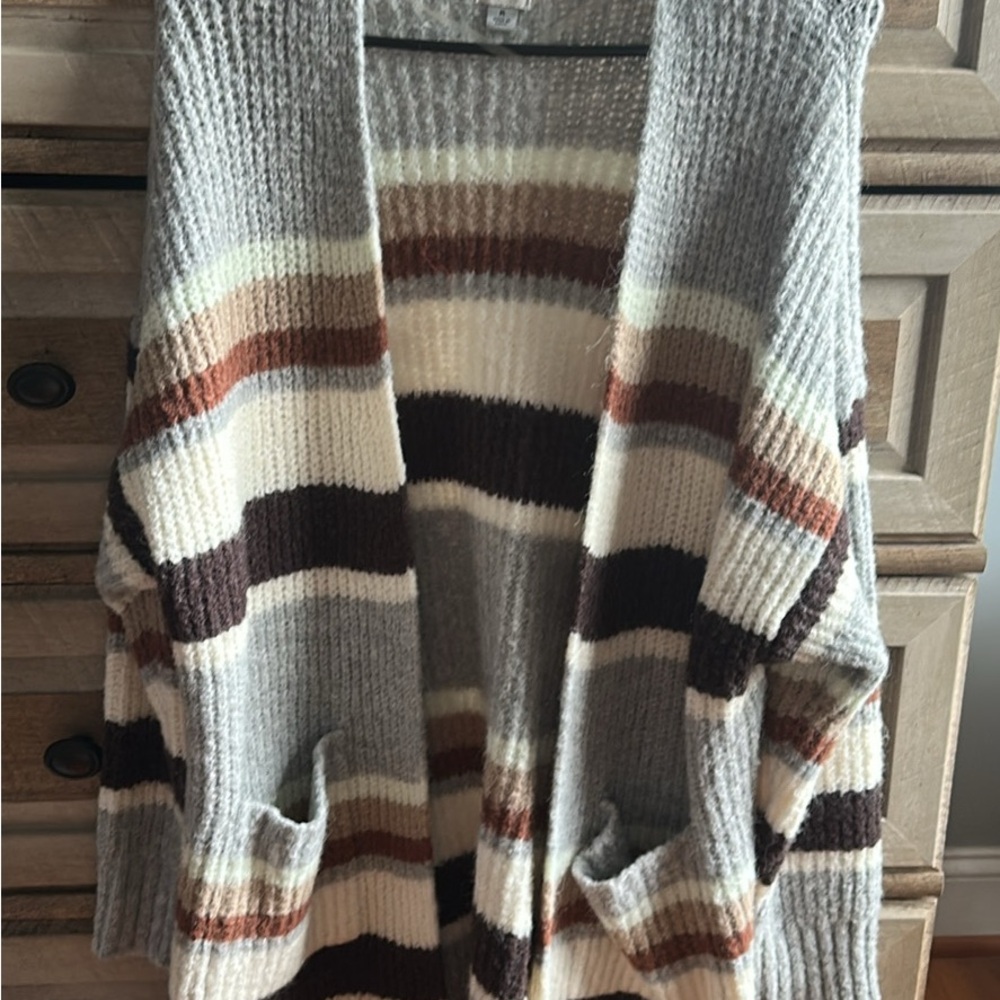 Striped Gray and Brown Women's Sweater